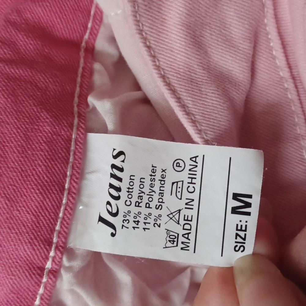 Pink Two-Tone Jeans with Color-Block Design - Size Medium (Run Small) - Picture 7 of 7